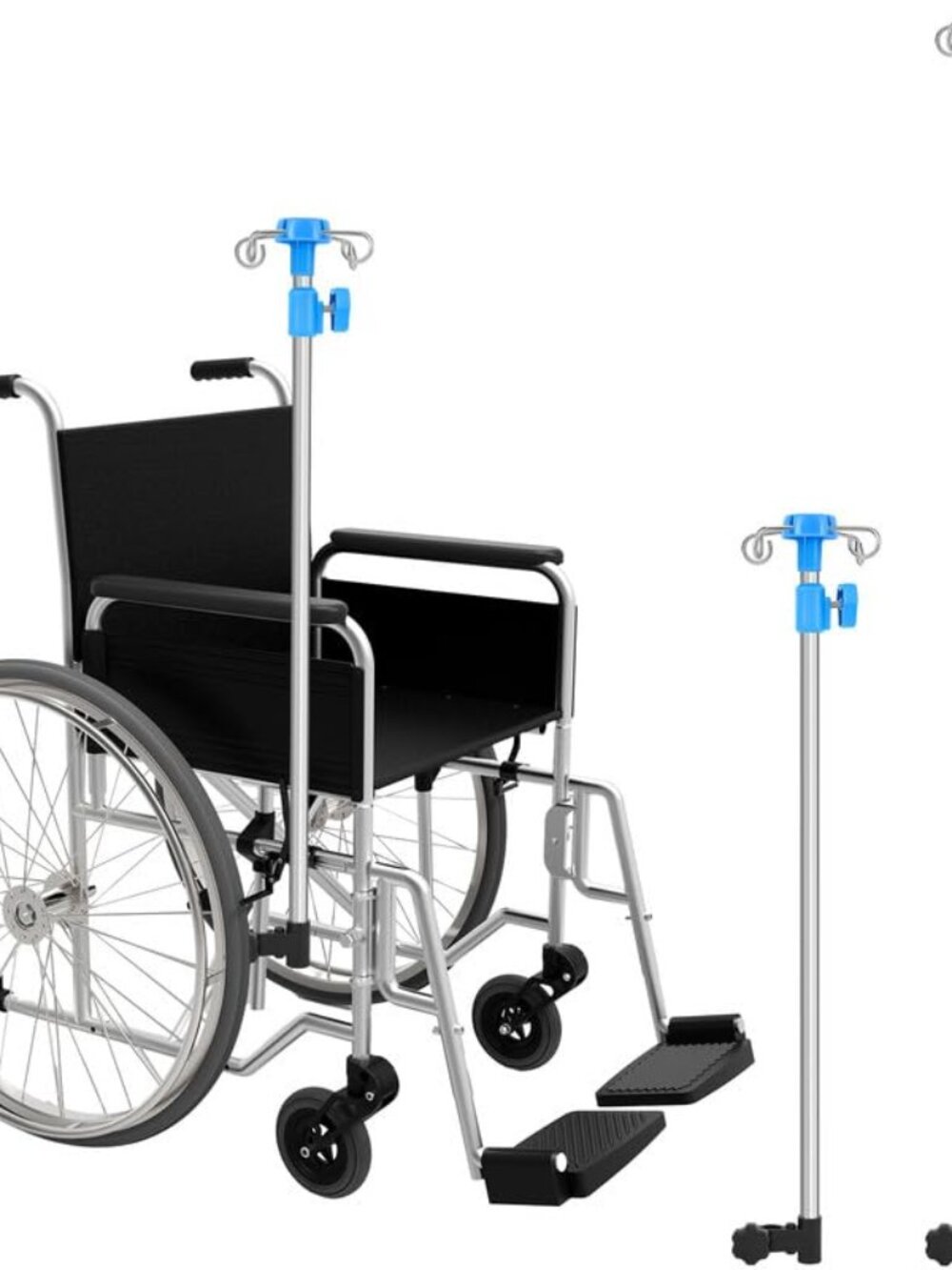 TrelaCo 2 Pcs iv Pole for Wheelchair Portable 4 Hook Height Adjustable